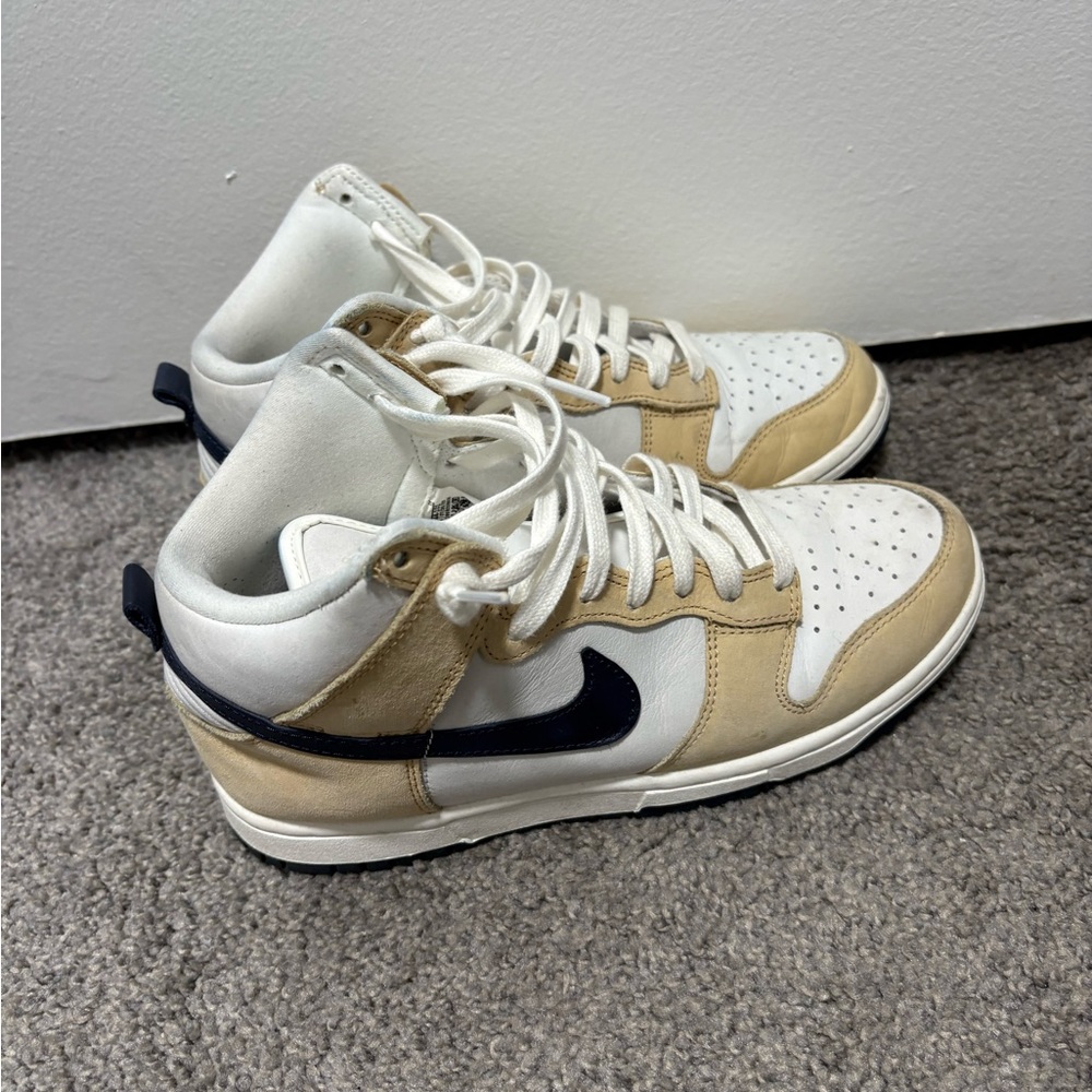 Nike Men’s High-Top Sneakers in White, Tan & Navy